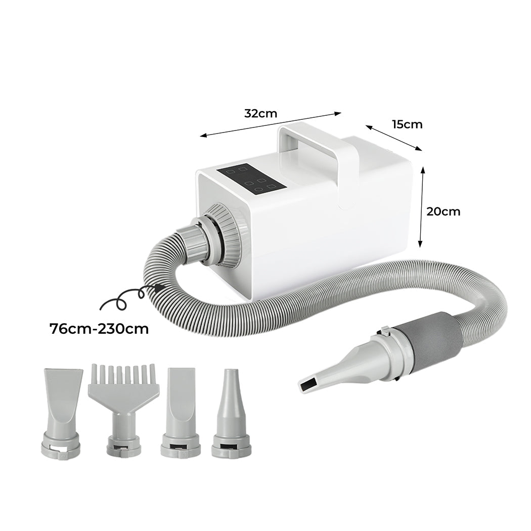 Pet Hair Dryer with LED Grooming and Anion Wind Control - White - Rivercity House & Home Co. (ABN 18 642 972 209) - Affordable Modern Furniture Australia