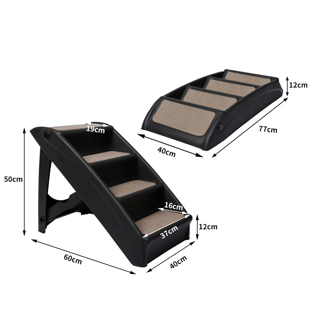 Pet Ramp Foldable Dog Steps with Anti - Slip Mat and Safety Buckle - Black - Rivercity House & Home Co. (ABN 18 642 972 209) - Affordable Modern Furniture Australia