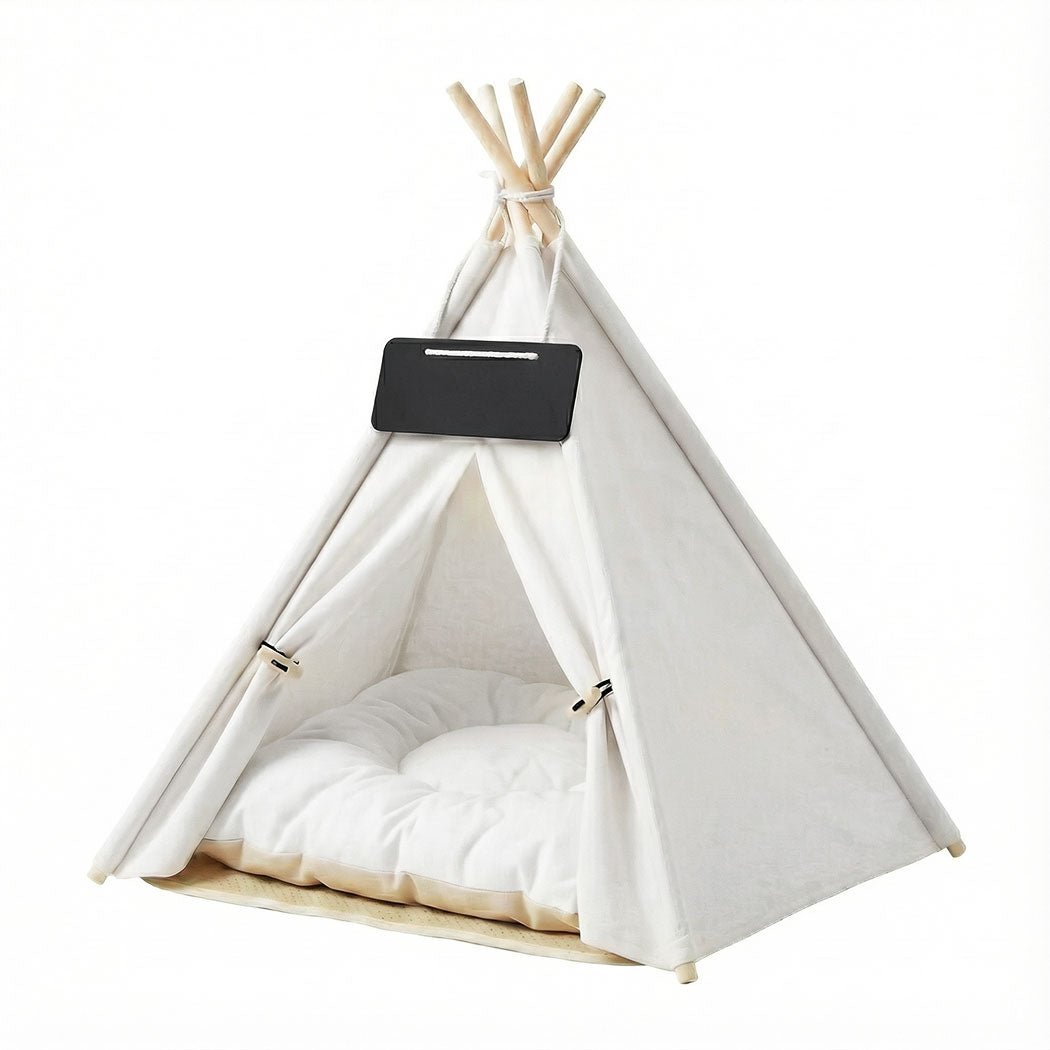 Pet Tent Dog Bed with Washable Cushion - White - Rivercity House & Home Co. (ABN 18 642 972 209) - Affordable Modern Furniture Australia