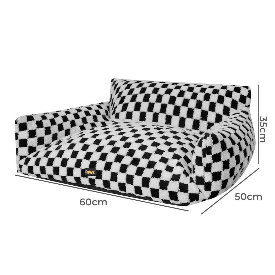 Plush Checkered Dog and Cat Bed with Washable Cover - Black & White - Rivercity House & Home Co. (ABN 18 642 972 209) - Affordable Modern Furniture Australia