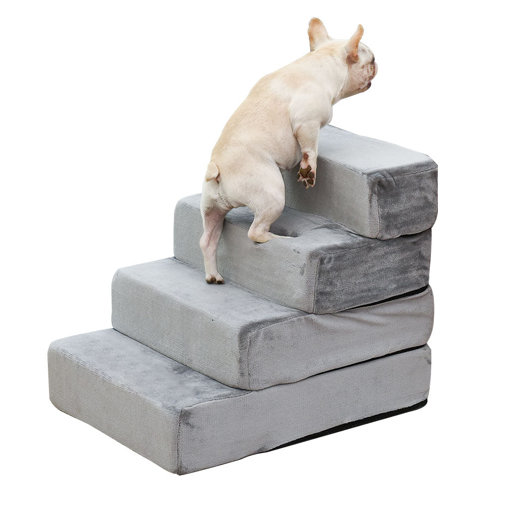 Portable 4 - Step X - Large Pet Stairs Ramp with Anti - Slip Bottom - Grey - Rivercity House & Home Co. (ABN 18 642 972 209) - Affordable Modern Furniture Australia