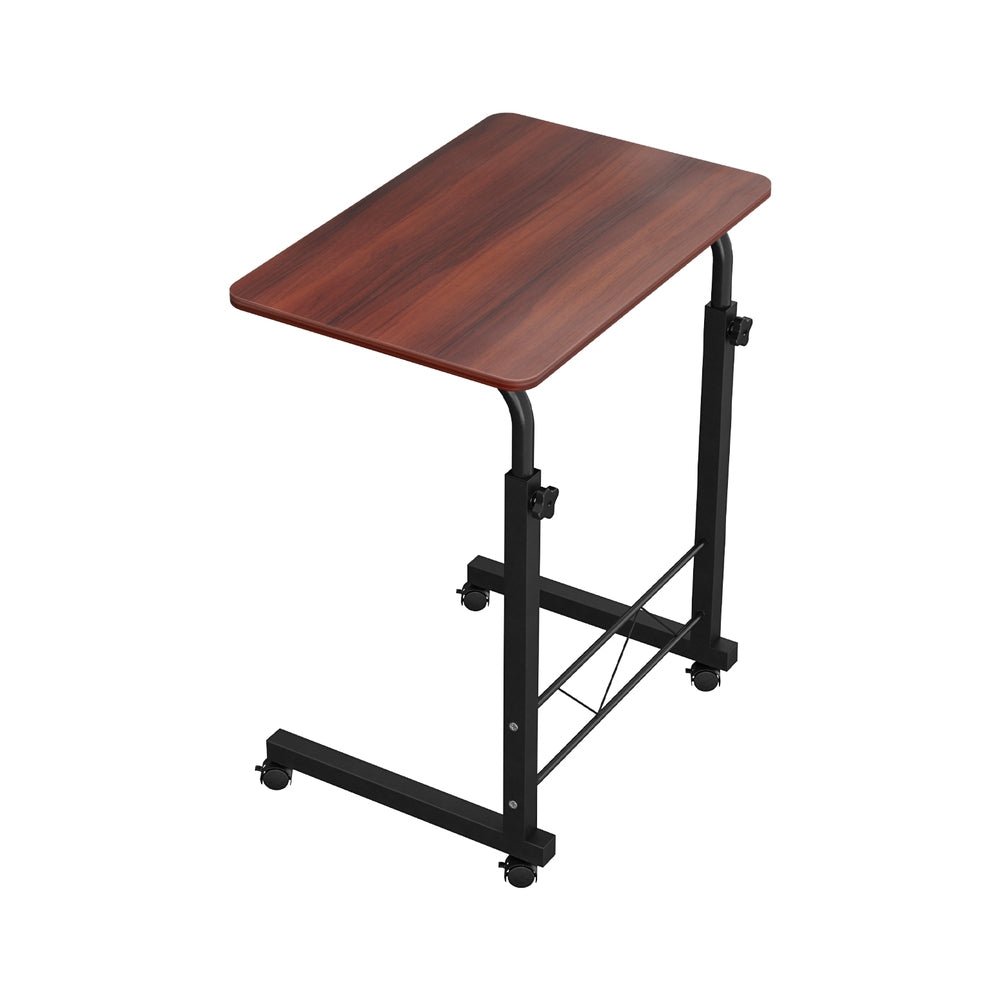 Portable Side Table Desk With Wheels (Dark Wood) - Rivercity House & Home Co. (ABN 18 642 972 209) - Affordable Modern Furniture Australia