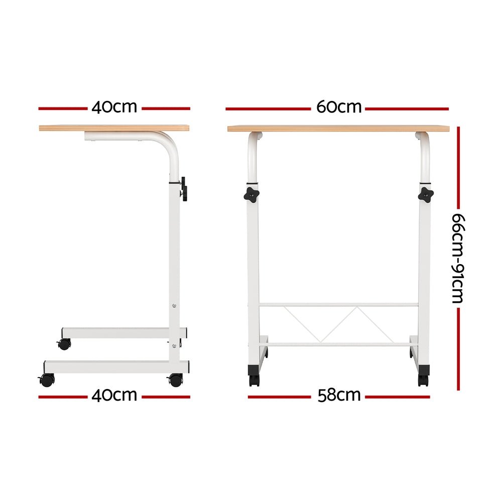 Portable Side Table Desk With Wheels (Light Wood) - Furniture - Rivercity House & Home Co. (ABN 18 642 972 209) - Affordable Modern Furniture Australia