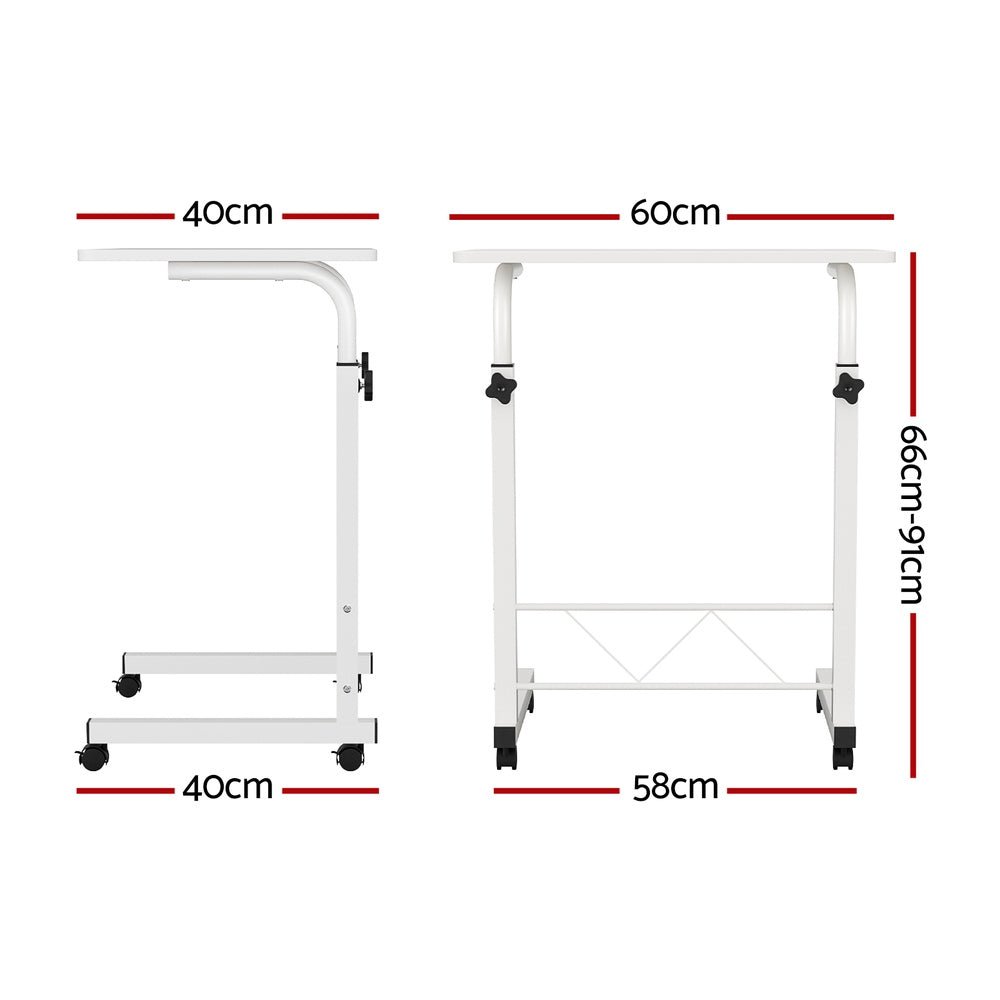 Portable Side Table Desk With Wheels (White) - Furniture - Rivercity House & Home Co. (ABN 18 642 972 209) - Affordable Modern Furniture Australia