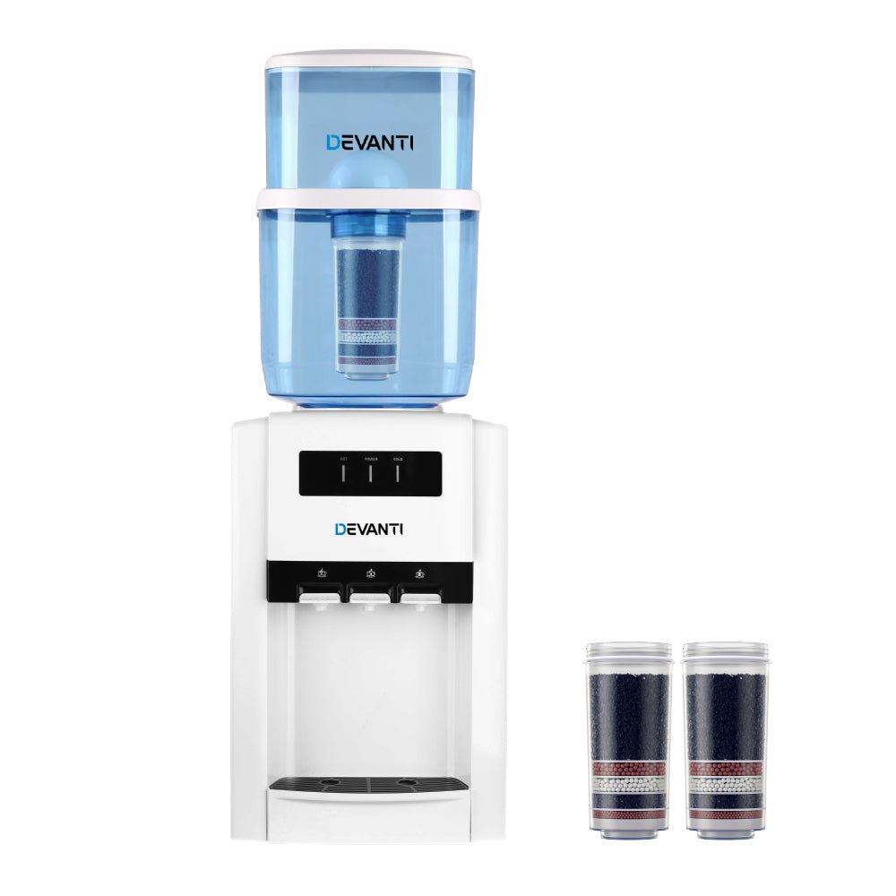 Premium 22L Bench Top Water Cooler Dispenser Purifier Hot Cold Three Tap with 2 Replacement Filters - Rivercity House & Home Co. (ABN 18 642 972 209) - Affordable Modern Furniture Australia