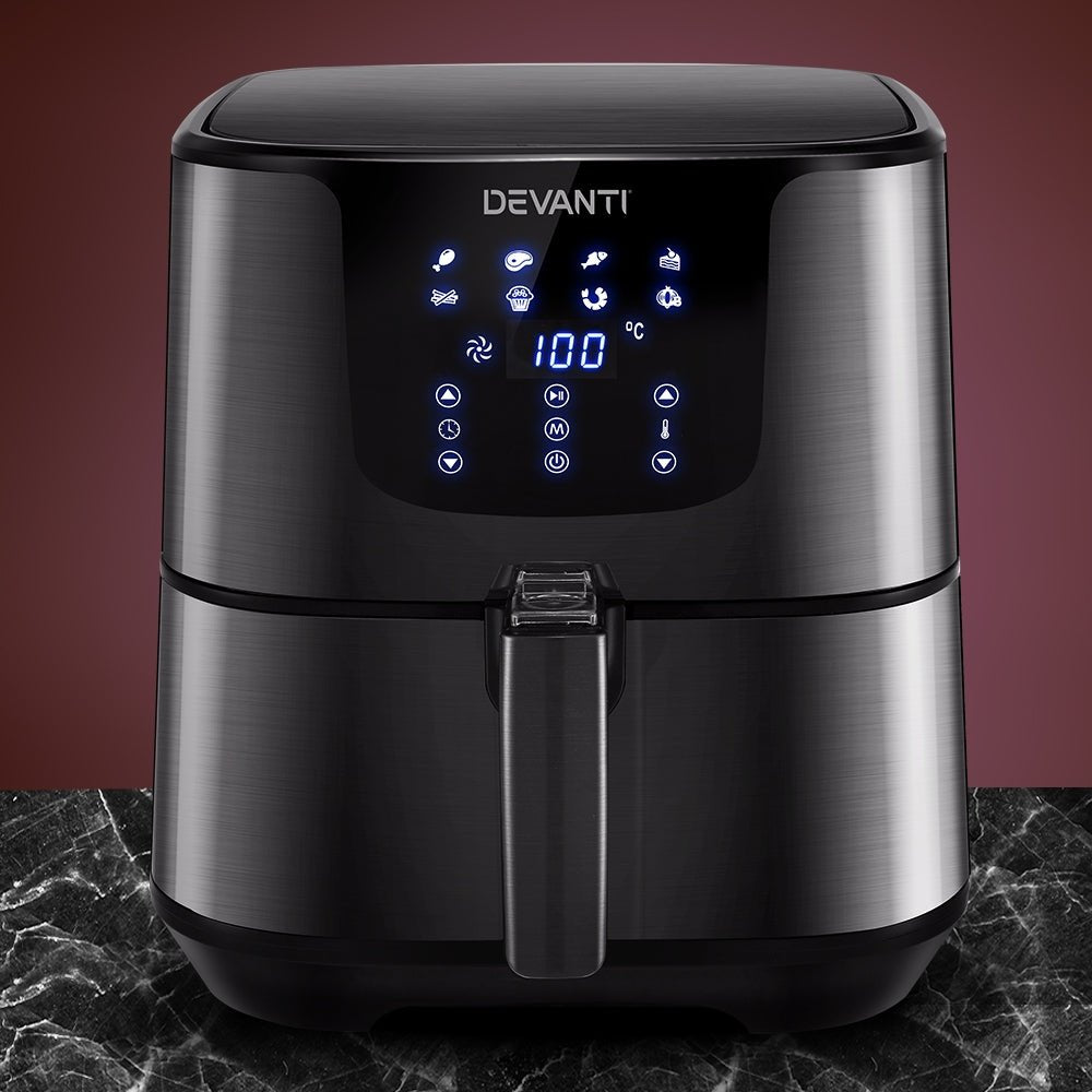 Premium Air Fryer 7L LCD Stainless Steel - Rivercity House & Home Co. (ABN 18 642 972 209) - Affordable Modern Furniture Australia
