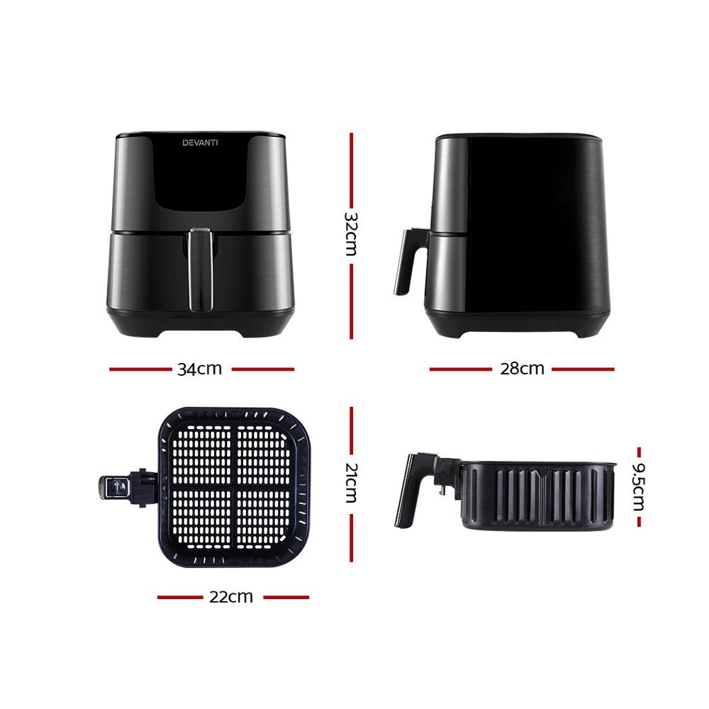 Premium Air Fryer 7L LCD Stainless Steel - Rivercity House & Home Co. (ABN 18 642 972 209) - Affordable Modern Furniture Australia