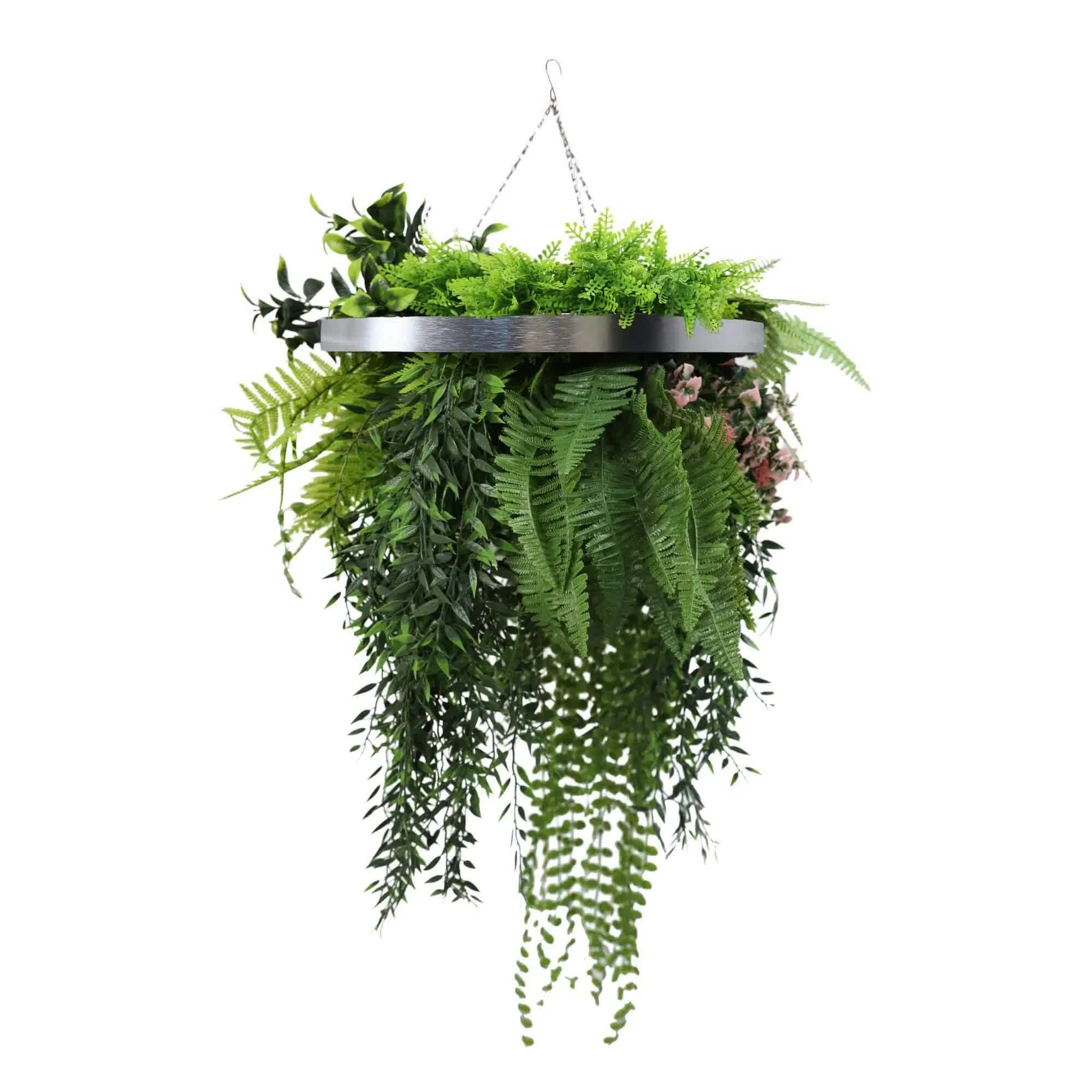 Premium Hanging Artificial Plant Arrangement 40cm UV Resistant with Silver Frame - Silver - Home & Garden > Artificial Plants > Artificial Hanging Plants - Rivercity House & Home Co. (ABN 18 642 972 209) - Affordable Modern Furniture Australia