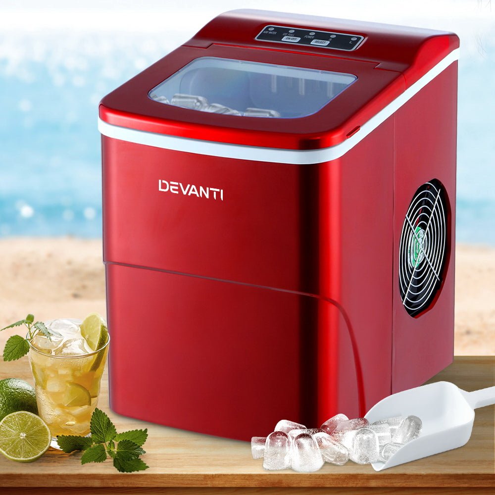 Premium Portable Ice Cube Maker Machine 2L Home Bar Benchtop Easy Quick Red - Rivercity House & Home Co. (ABN 18 642 972 209) - Affordable Modern Furniture Australia