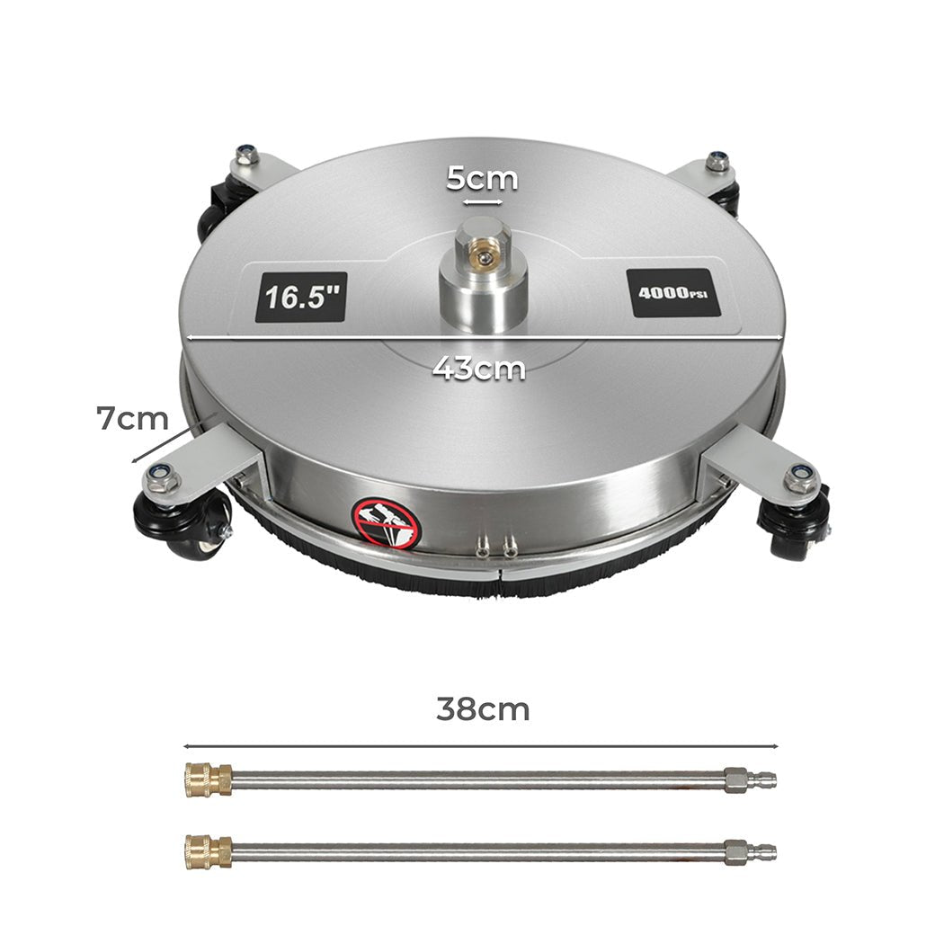 Pressure Washer Surface Cleaner 43cm with Extensions and Nozzles - Silver - Rivercity House & Home Co. (ABN 18 642 972 209) - Affordable Modern Furniture Australia