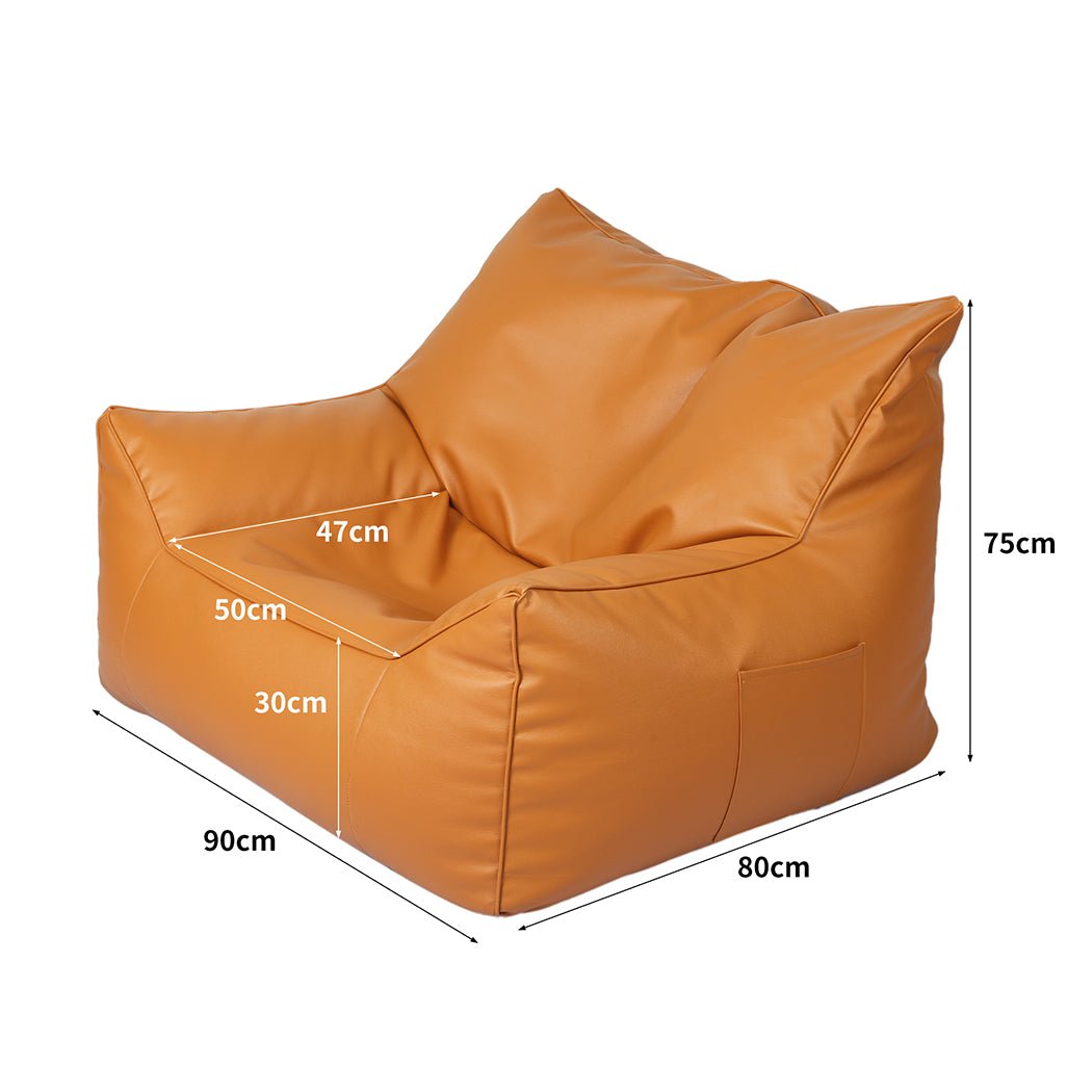 PU Leather Bean Bag Chair Cover 330L Zippered - Brown - Rivercity House & Home Co. (ABN 18 642 972 209) - Affordable Modern Furniture Australia