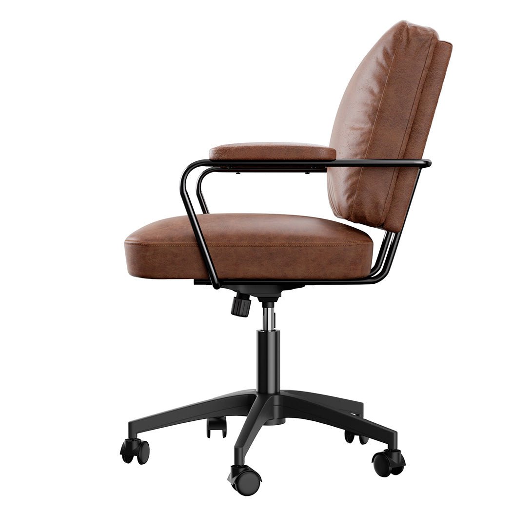 PU Leather Executive Office Arm Chair with Adjustable Features - Brown - Rivercity House & Home Co. (ABN 18 642 972 209) - Affordable Modern Furniture Australia