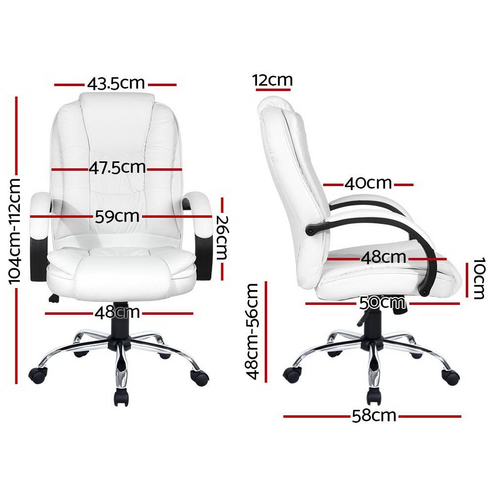 PU Leather Padded Office Computer Chair (White) - Rivercity House & Home Co. (ABN 18 642 972 209) - Affordable Modern Furniture Australia