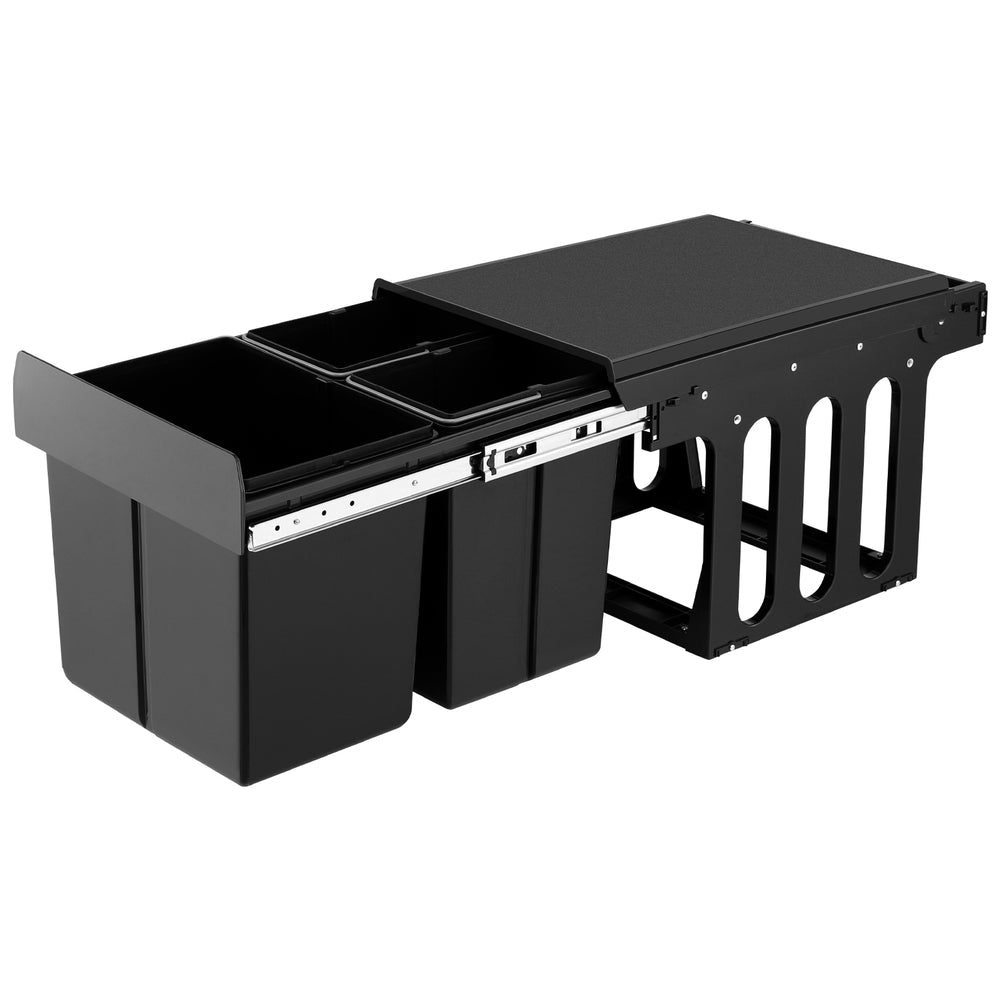 Pull Out Bin Kitchen Triple Slide Garbage Rubbish Bins Basket Blcak 31L - Home & Garden > Kitchen Bins > Pull Out Bins - Rivercity House & Home Co. (ABN 18 642 972 209) - Affordable Modern Furniture Australia