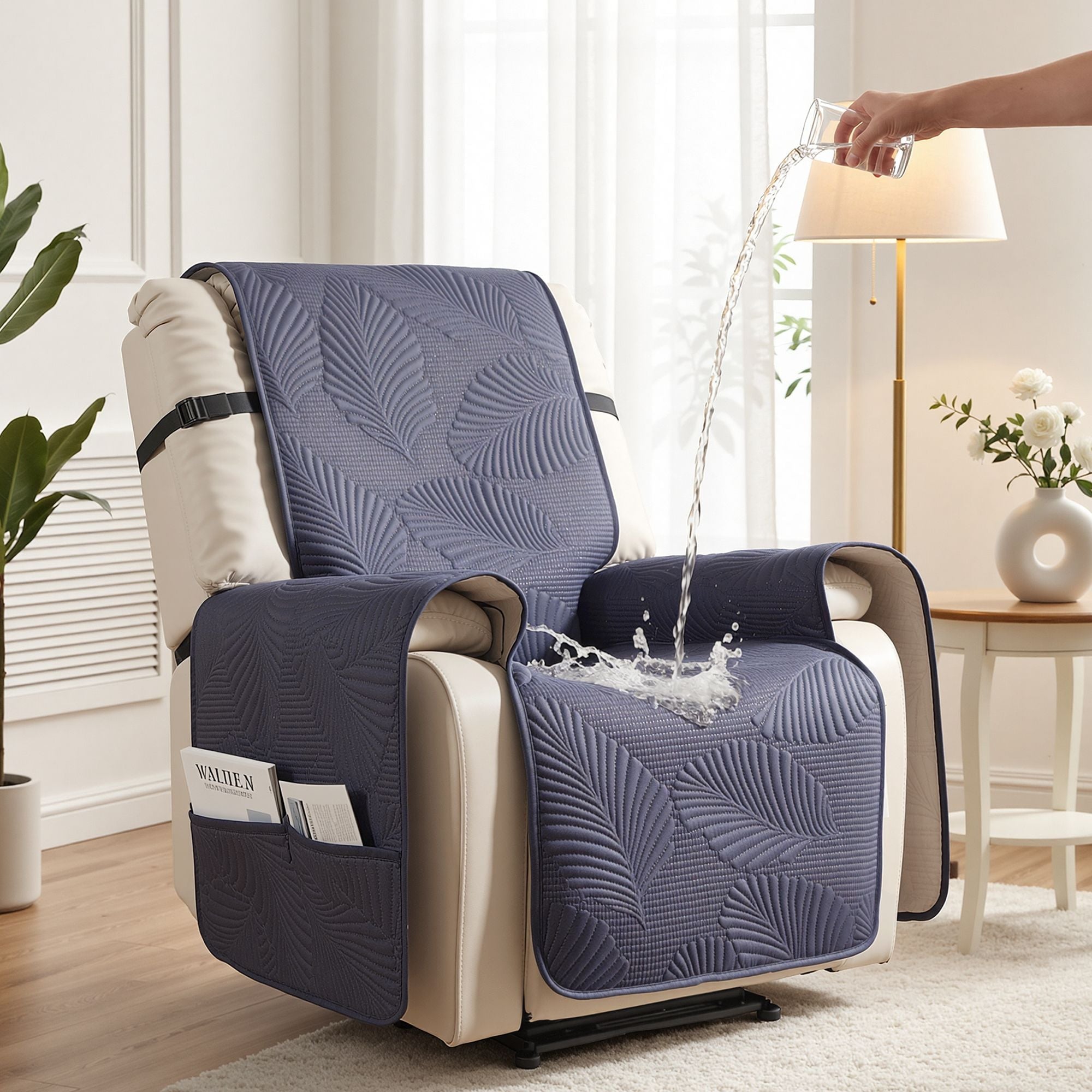 Quilted Recliner Chair Covers 100% Waterproof Recliner Slipcovers Grey - Furniture > Bar Stools & Chairs > Arm Chairs & Recliners - Rivercity House & Home Co. (ABN 18 642 972 209) - Affordable Modern Furniture Australia