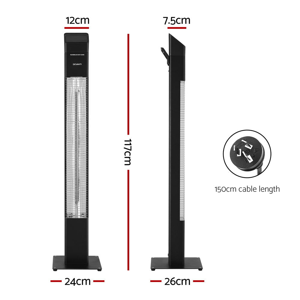 Radiant Tower Heater Electric Portable Remote Control 2000W Heating - Appliances > Heaters - Rivercity House & Home Co. (ABN 18 642 972 209) - Affordable Modern Furniture Australia