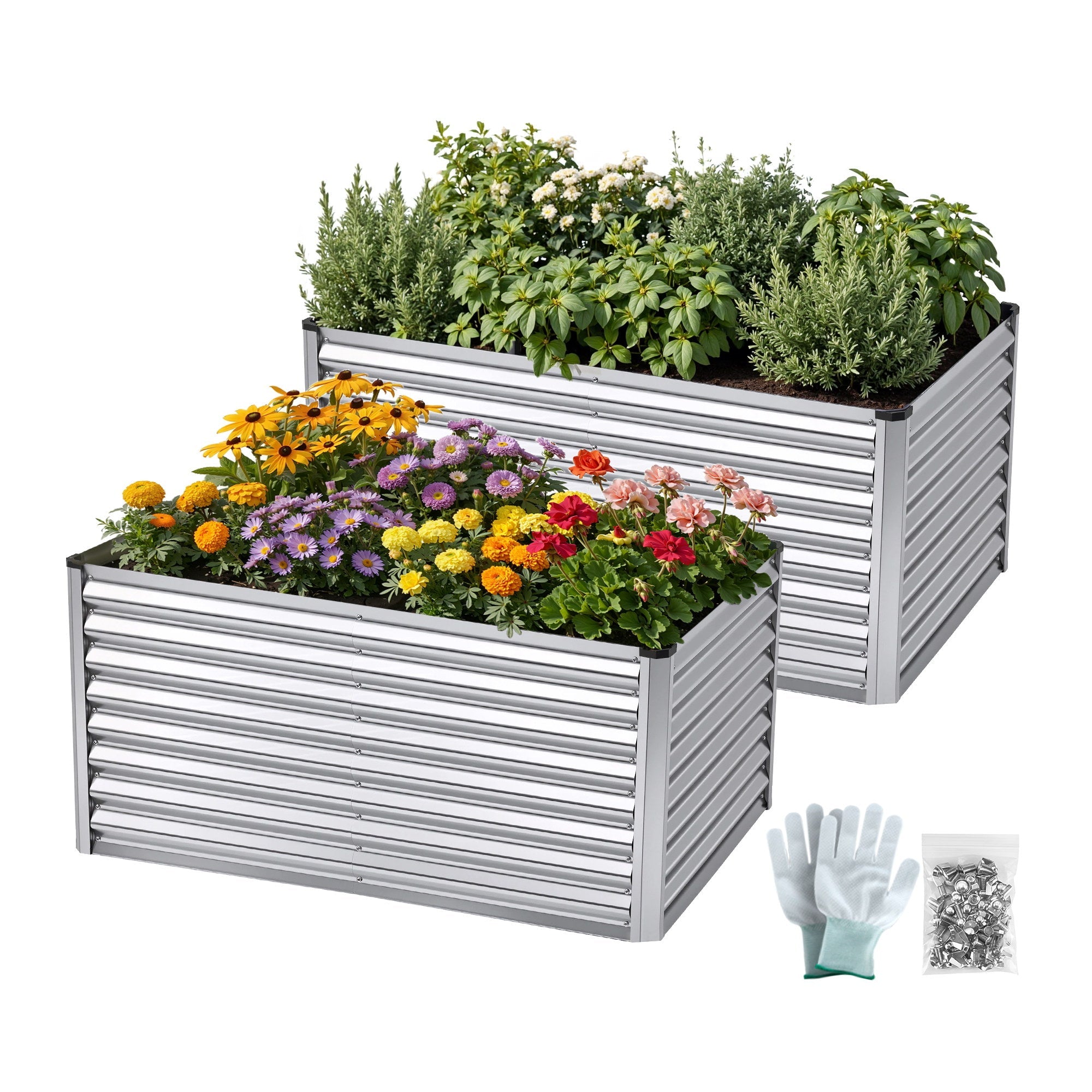 Raised Garden Bed 2 in 1 Modular Galvanised Planter Box Rust Resistant 240x80x60cm - Home & Garden > Garden Beds > Garden Beds & Planters - Rivercity House & Home Co. (ABN 18 642 972 209) - Affordable Modern Furniture Australia