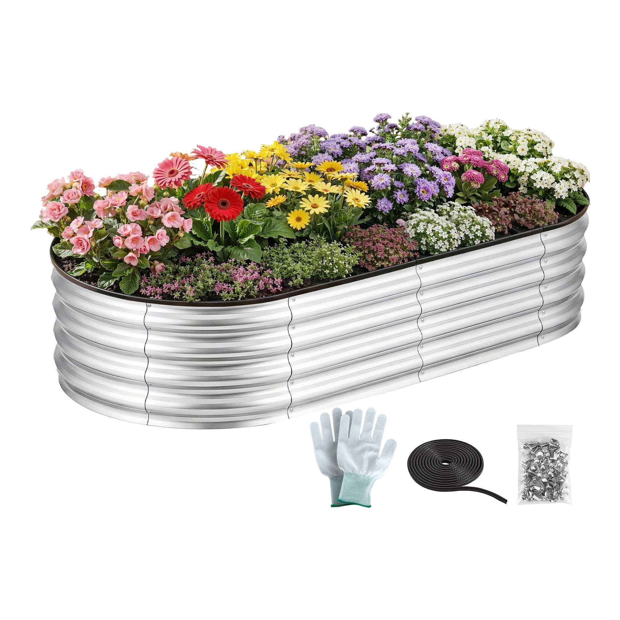 Raised Garden Bed Galvanised Oval Metal Planter Box Large Outdoor 150x70x30cm Silver - Home & Garden > Garden Beds > Garden Beds & Planters - Rivercity House & Home Co. (ABN 18 642 972 209) - Affordable Modern Furniture Australia