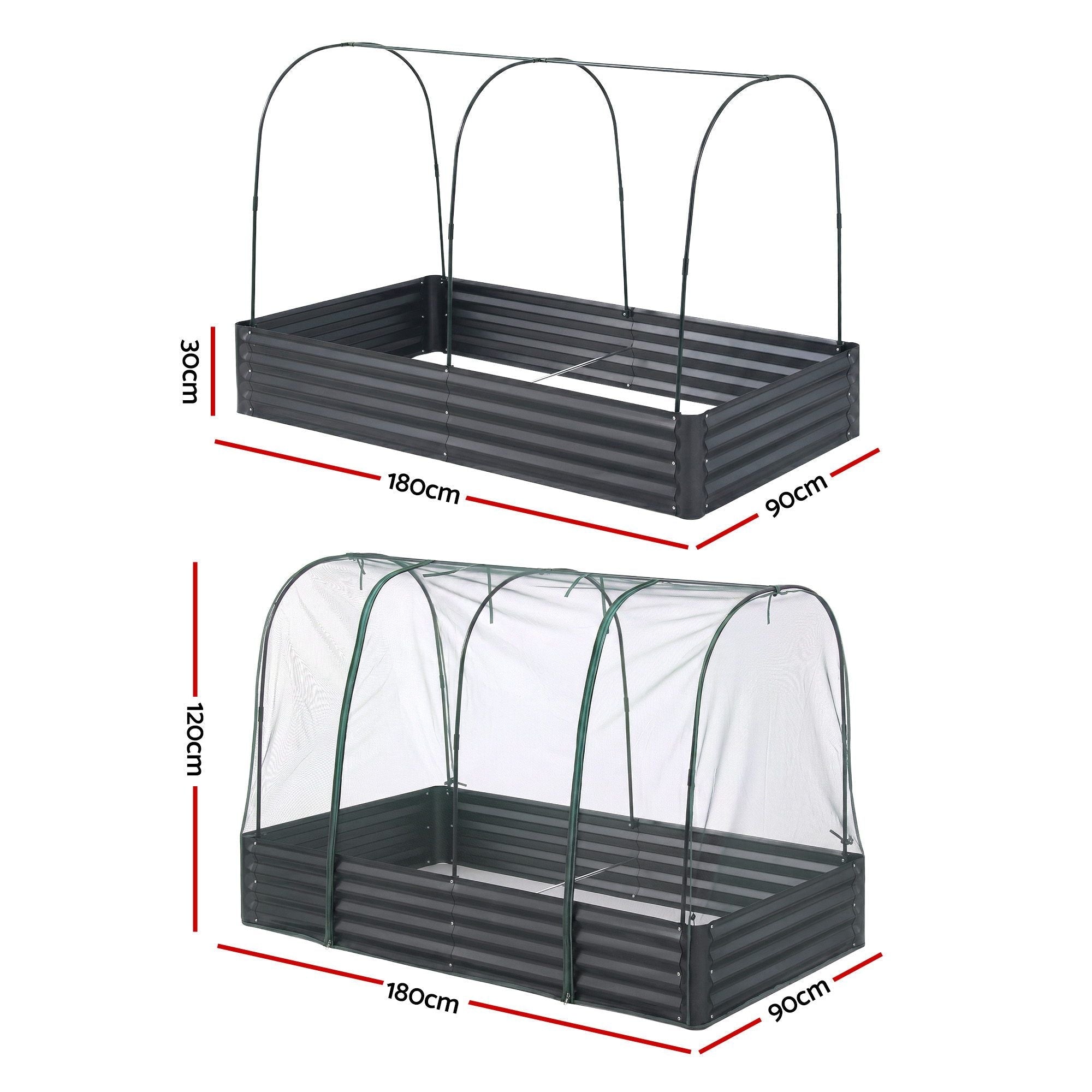 Raised Garden Bed with Mesh Netting Galvanised Planter Box Bird Proof 180x90x120cm - Home & Garden > Garden Beds > Garden Beds & Planters - Rivercity House & Home Co. (ABN 18 642 972 209) - Affordable Modern Furniture Australia