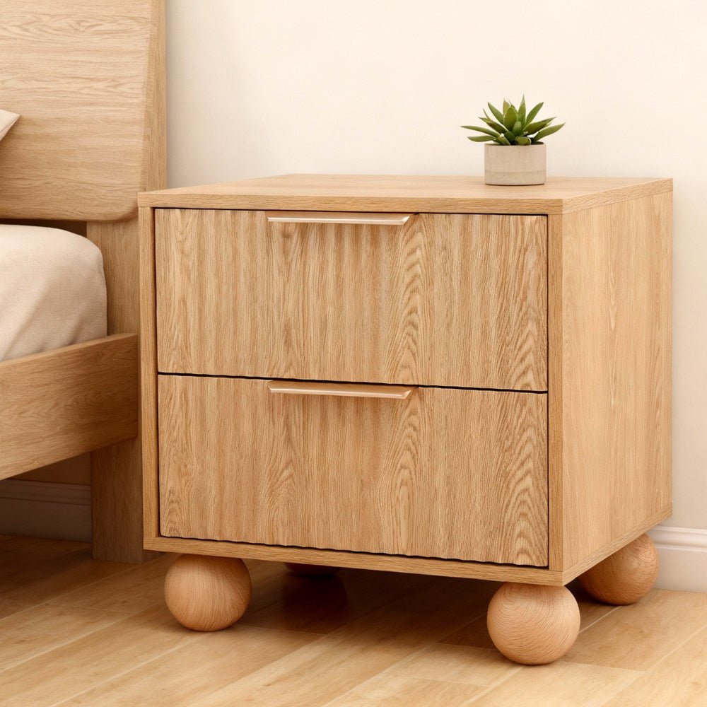 Rattan Bedside Table 2 Drawers Pine - Furniture > Bedroom > Bedside Tables - Rivercity House & Home Co. (ABN 18 642 972 209) - Affordable Modern Furniture Australia