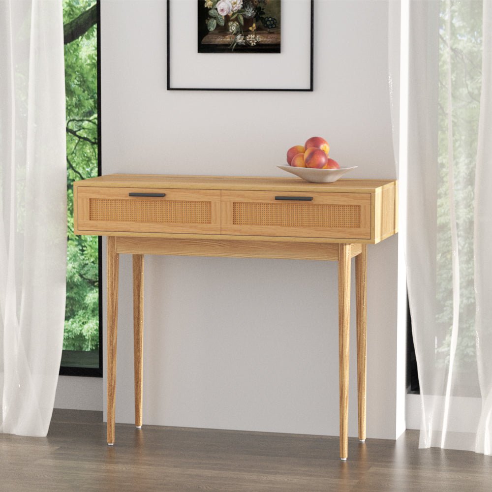 Rattan Console Table With Drawers - Rivercity House & Home Co. (ABN 18 642 972 209) - Affordable Modern Furniture Australia
