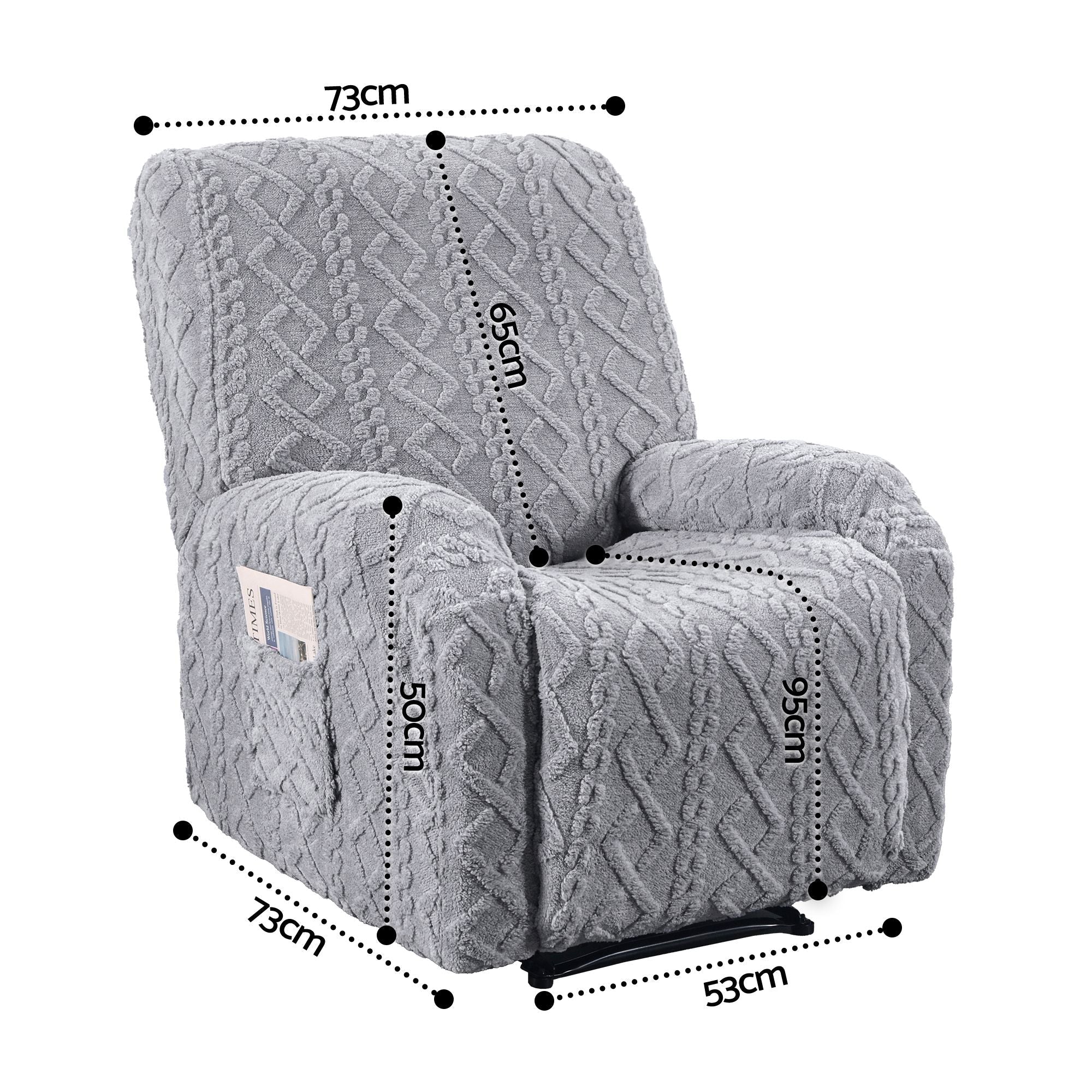 Recliner Chair Covers with Storage Side Pockets Grey - Furniture > Bar Stools & Chairs > Arm Chairs & Recliners - Rivercity House & Home Co. (ABN 18 642 972 209) - Affordable Modern Furniture Australia