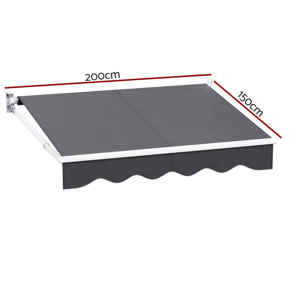Retractable Folding Arm Awning Manual Sunshade 2Mx1.5M Grey - Home & Garden > Shading > Awnings - Rivercity House & Home Co. (ABN 18 642 972 209) - Affordable Modern Furniture Australia