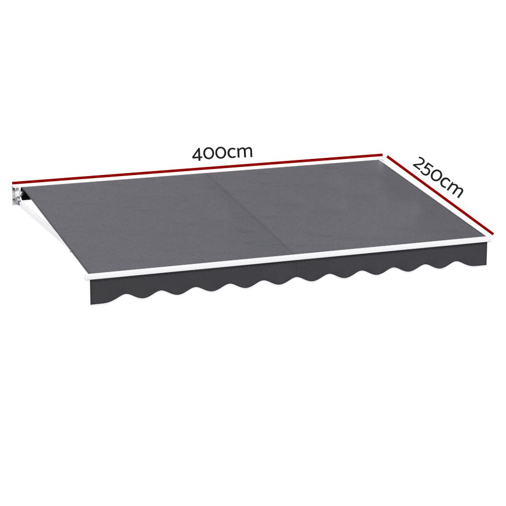 Retractable Folding Arm Awning Manual Sunshade 4Mx2.5M Grey - Home & Garden > Shading > Awnings - Rivercity House & Home Co. (ABN 18 642 972 209) - Affordable Modern Furniture Australia