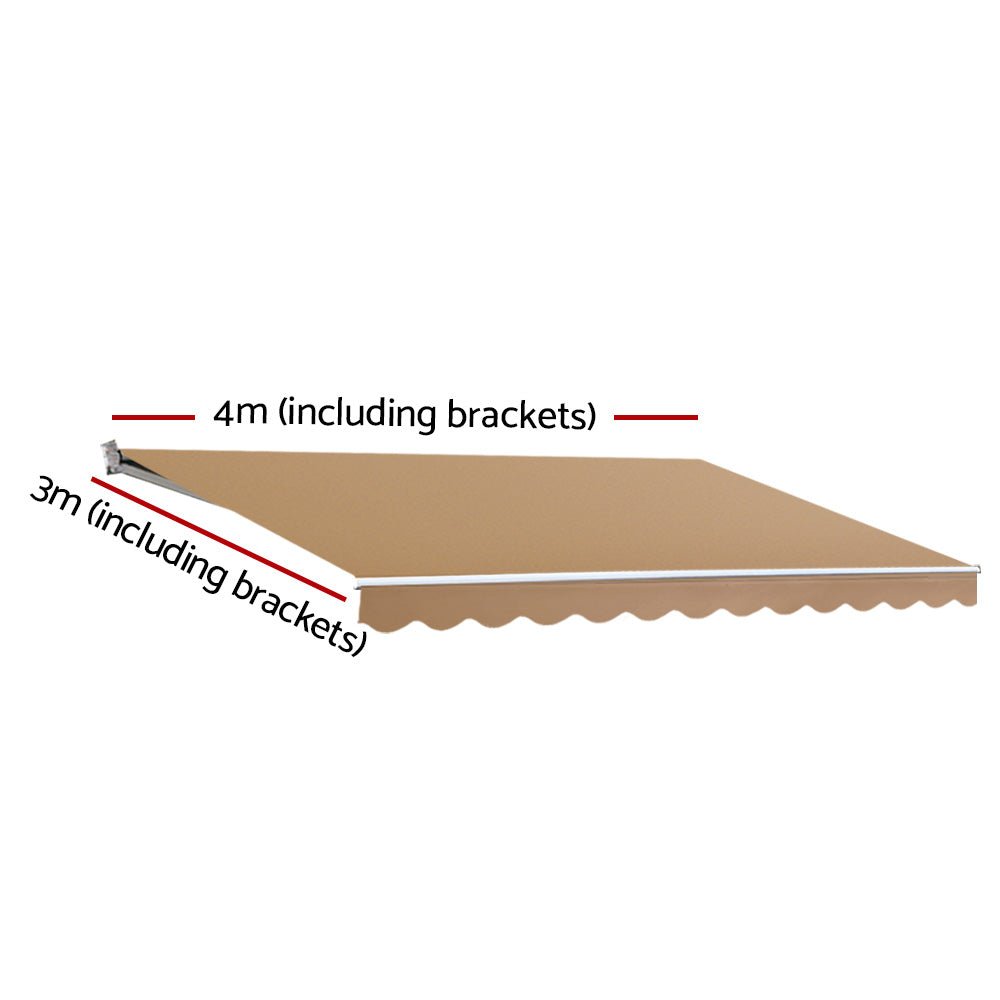 Retractable Folding Arm Awning Manual Sunshade 4Mx3M Beige - Home & Garden > Shading > Awnings - Rivercity House & Home Co. (ABN 18 642 972 209) - Affordable Modern Furniture Australia