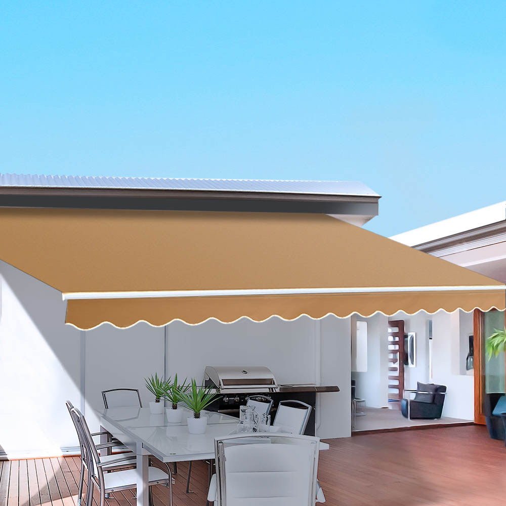 Retractable Folding Arm Awning Manual Sunshade 4Mx3M Beige - Home & Garden > Shading > Awnings - Rivercity House & Home Co. (ABN 18 642 972 209) - Affordable Modern Furniture Australia