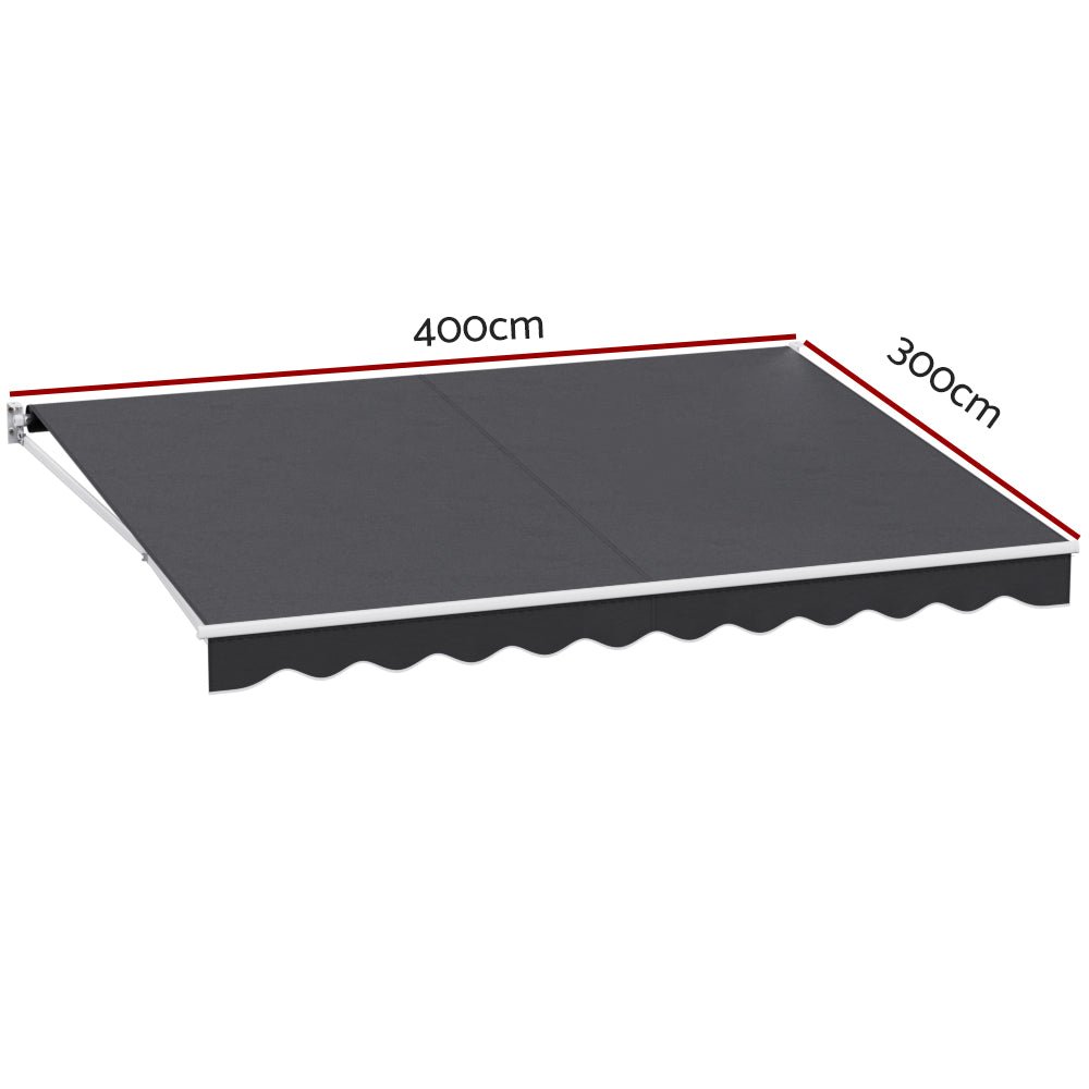 Retractable Folding Arm Awning Manual Sunshade 4Mx3M Grey - Home & Garden > Shading > Awnings - Rivercity House & Home Co. (ABN 18 642 972 209) - Affordable Modern Furniture Australia