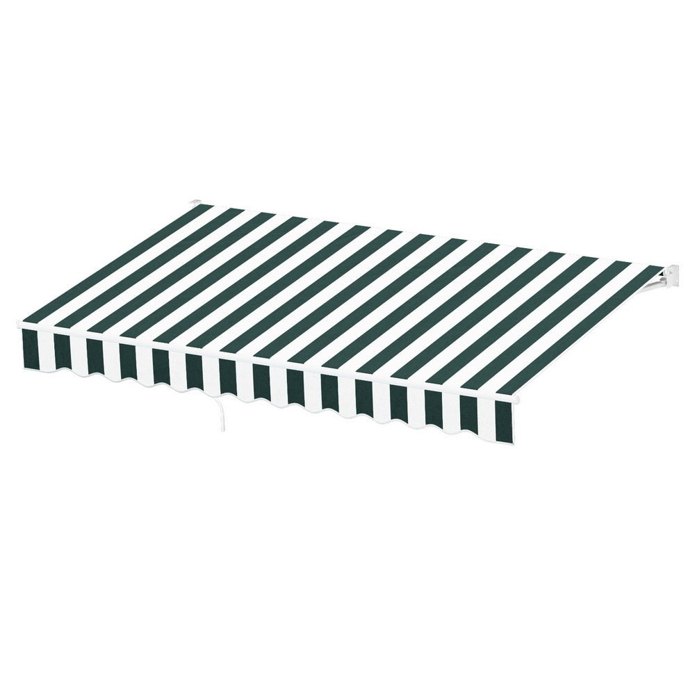 Retractable Folding Arm Awning Motorised Sunshade 3Mx2.5M Green White - Home & Garden > Shading - Rivercity House & Home Co. (ABN 18 642 972 209) - Affordable Modern Furniture Australia