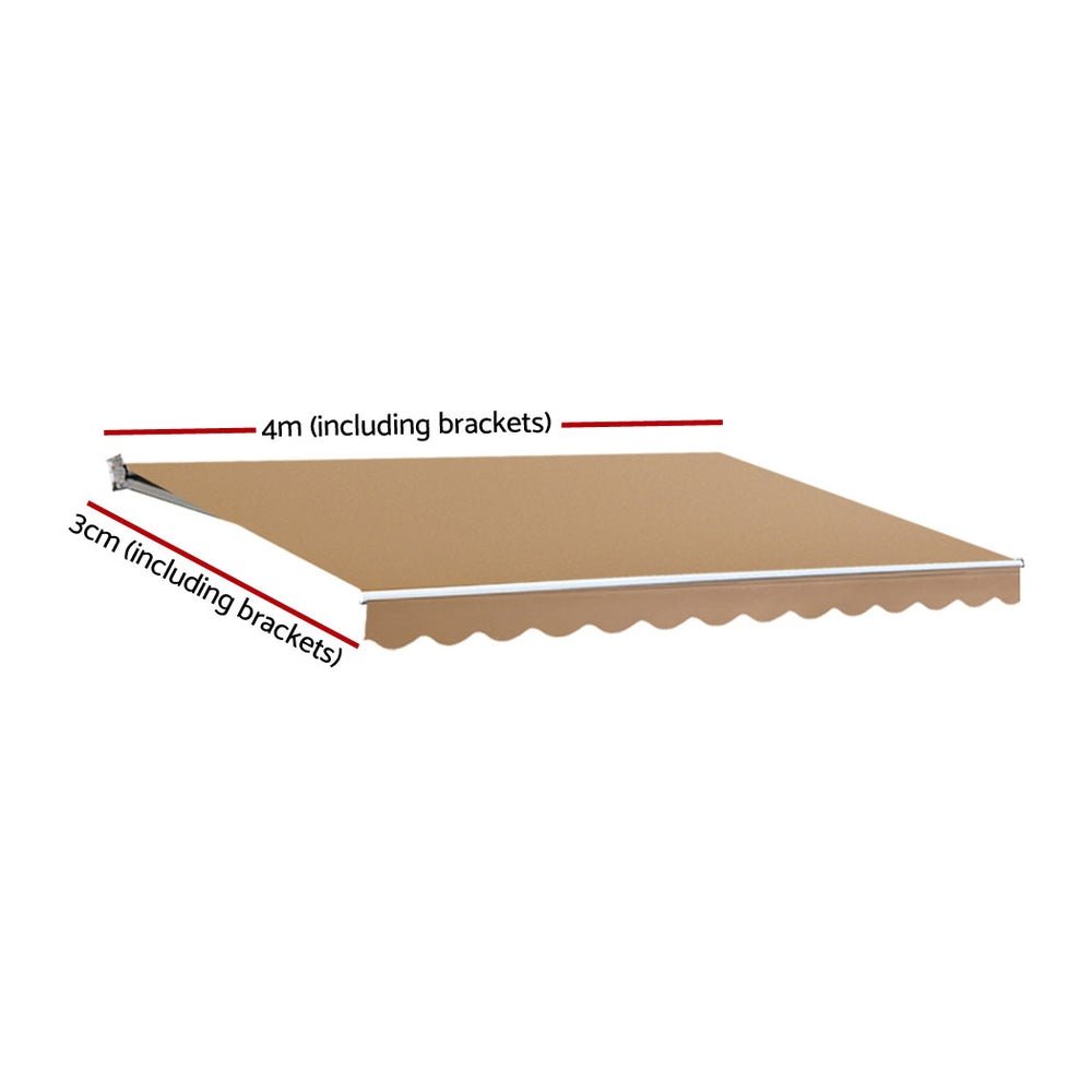 Retractable Folding Arm Awning Motorised Sunshade 4Mx3M Beige - Home & Garden > Shading > Awnings - Rivercity House & Home Co. (ABN 18 642 972 209) - Affordable Modern Furniture Australia