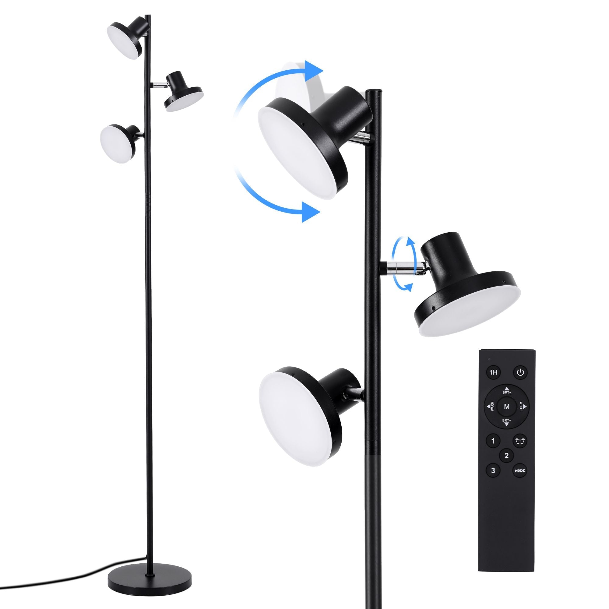 RGB Floor Lamp LED with 3 Swivel Lights Color Changing Lamp with Remote Stepless Dimmable - Home & Garden > Lighting > Floor Lamps - Rivercity House & Home Co. (ABN 18 642 972 209) - Affordable Modern Furniture Australia
