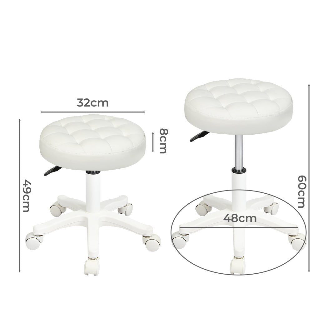 Rolling Bar Stool with PU Leather Seat and Casters - Beige - Rivercity House & Home Co. (ABN 18 642 972 209) - Affordable Modern Furniture Australia