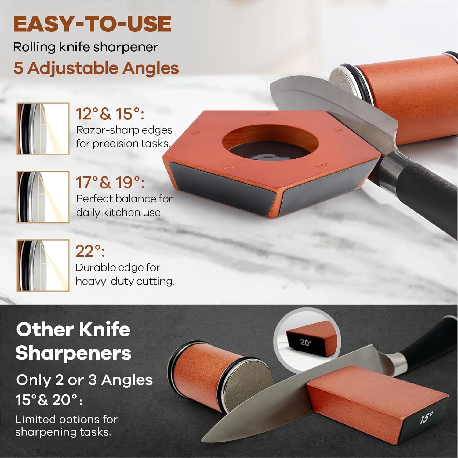 Rolling Knife Sharpener Kit with 5 Magnetic Angles 12° - 22° for Chef & Home Kitchen - Black Silver - Home & Garden > Kitchenware > Kitchen Knives - Rivercity House & Home Co. (ABN 18 642 972 209) - Affordable Modern Furniture Australia