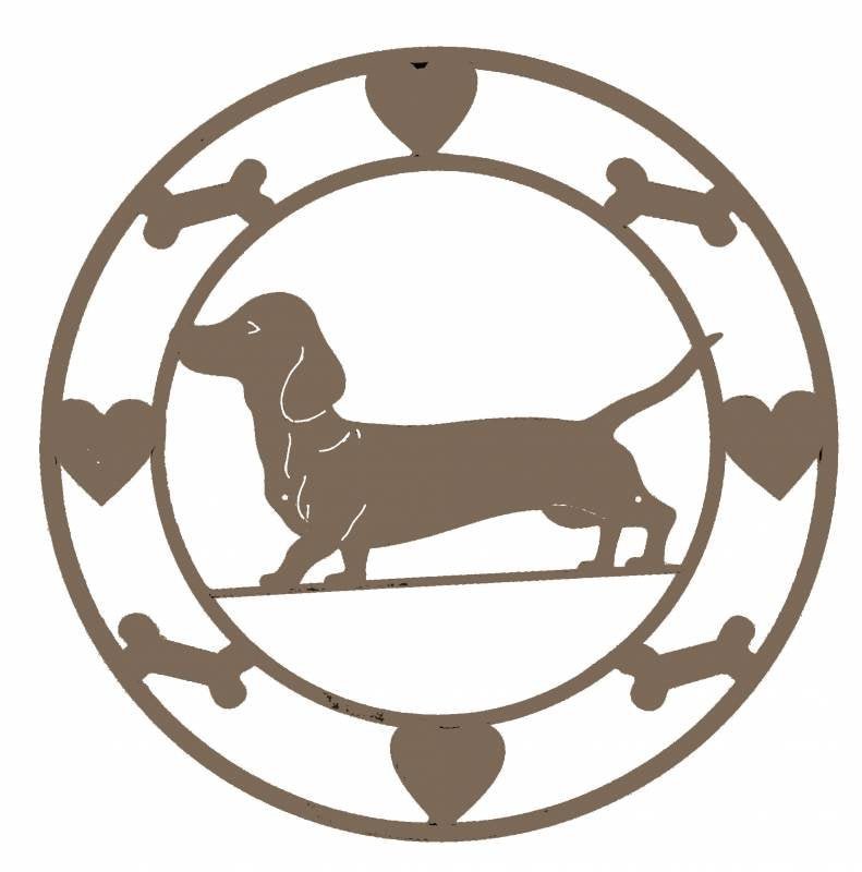 Round Dachshund Metal Wall Art 40cm - Black - Home & Garden > Wall Art > 3D Wall Art - Rivercity House & Home Co. (ABN 18 642 972 209) - Affordable Modern Furniture Australia