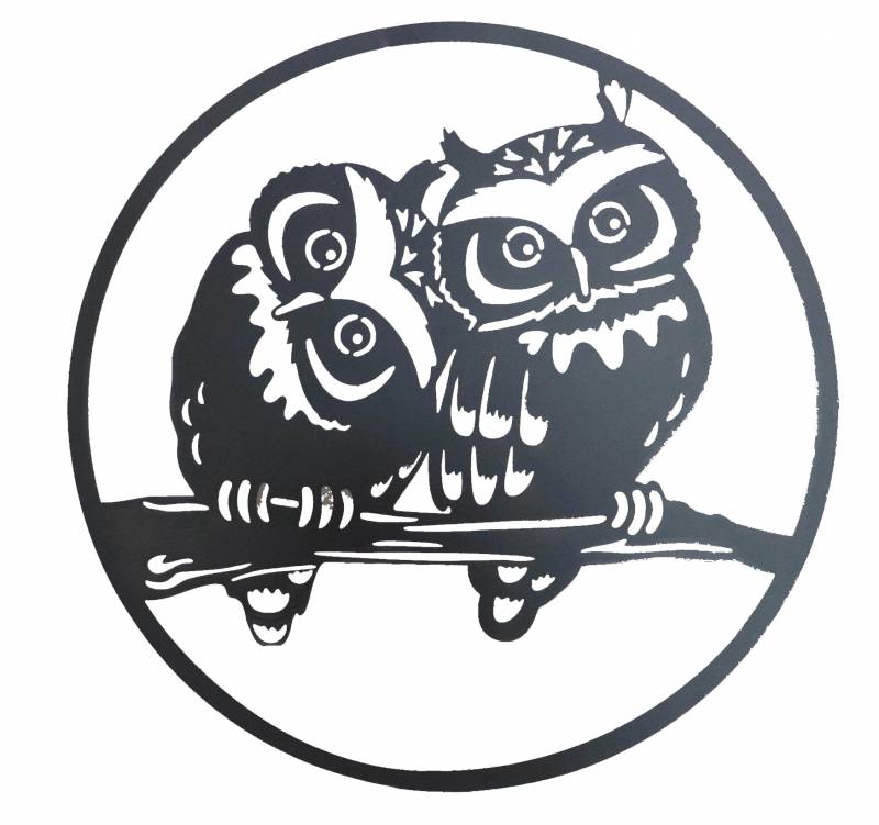 Round Owl Metal Wall Art 60cm - Black - Furniture > Bedroom > Beds & Bed Frames - Rivercity House & Home Co. (ABN 18 642 972 209) - Affordable Modern Furniture Australia
