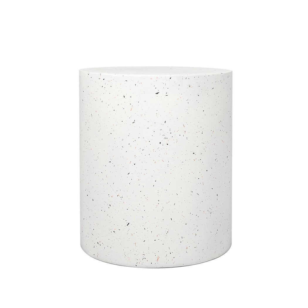 Round Terrazzo Side Table 39.5cm x 47cm - Beige - Rivercity House & Home Co. (ABN 18 642 972 209) - Affordable Modern Furniture Australia