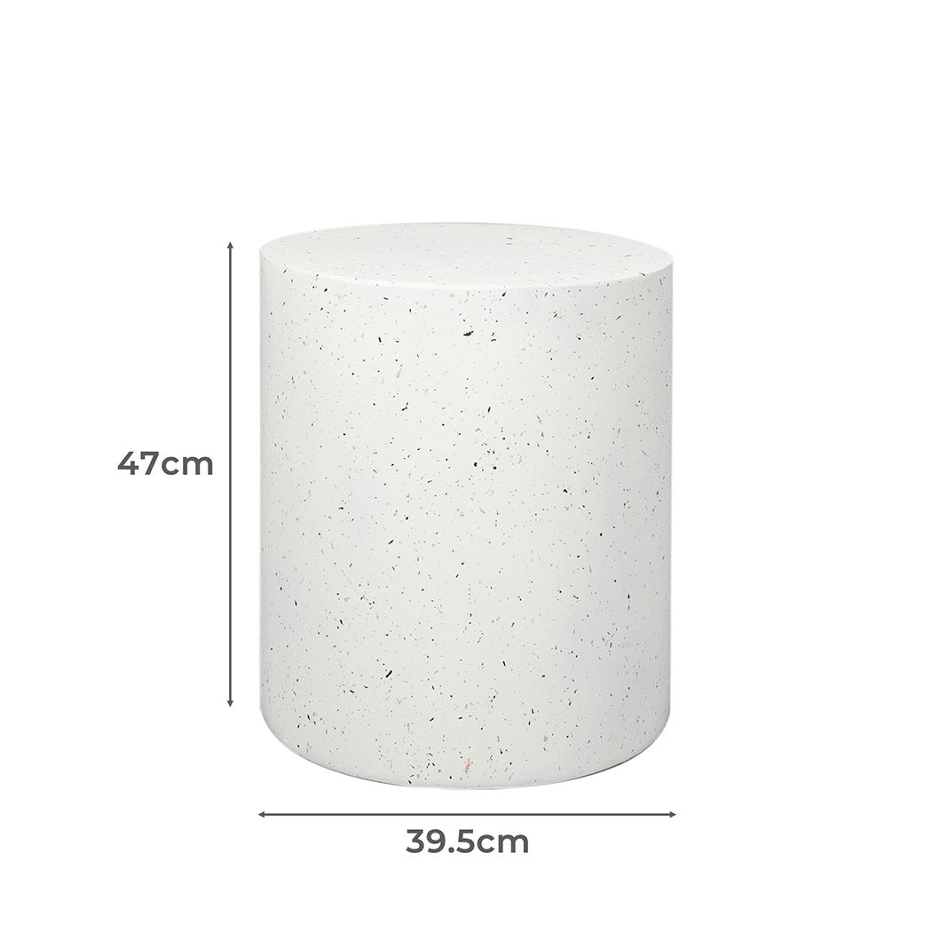 Round Terrazzo Side Table 39.5cm x 47cm - Beige - Rivercity House & Home Co. (ABN 18 642 972 209) - Affordable Modern Furniture Australia
