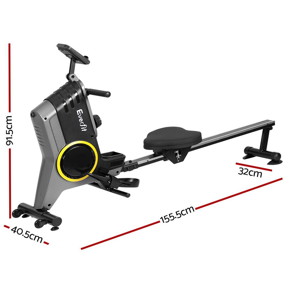 Rowing Machine 12 Levels Magnetic Rower Fitness Gym Cardio Workout - Sports & Fitness > Exercise, Gym and Fitness - Rivercity House & Home Co. (ABN 18 642 972 209) - Affordable Modern Furniture Australia