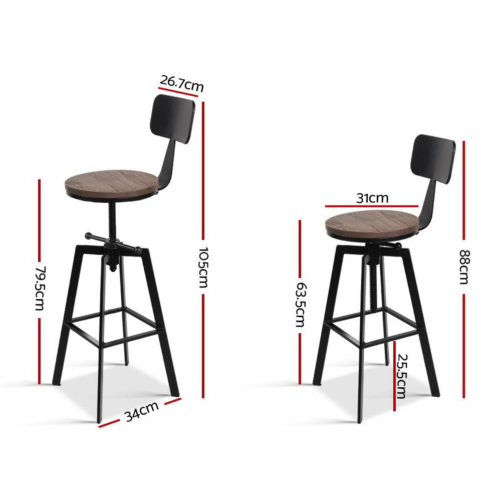 Rustic Industrial Style Metal Bar Stool - Black and Wood - Rivercity House & Home Co. (ABN 18 642 972 209) - Affordable Modern Furniture Australia