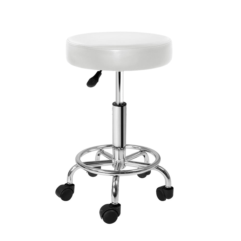 Salon Stool Round Swivel Chair White - Furniture > Living Room > Ottomans & Footstools - Rivercity House & Home Co. (ABN 18 642 972 209) - Affordable Modern Furniture Australia