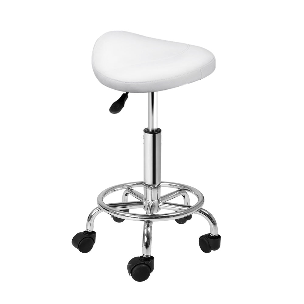 Salon Stool Saddle Swivel Chair White - Furniture > Living Room > Ottomans & Footstools - Rivercity House & Home Co. (ABN 18 642 972 209) - Affordable Modern Furniture Australia