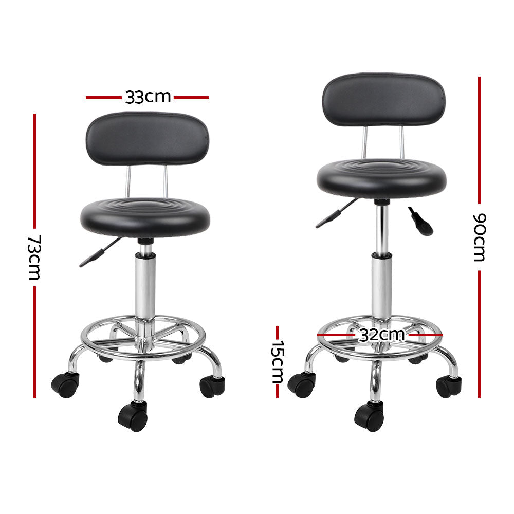 Salon Stool Swivel Chair Backrest Black - Furniture > Living Room > Ottomans & Footstools - Rivercity House & Home Co. (ABN 18 642 972 209) - Affordable Modern Furniture Australia