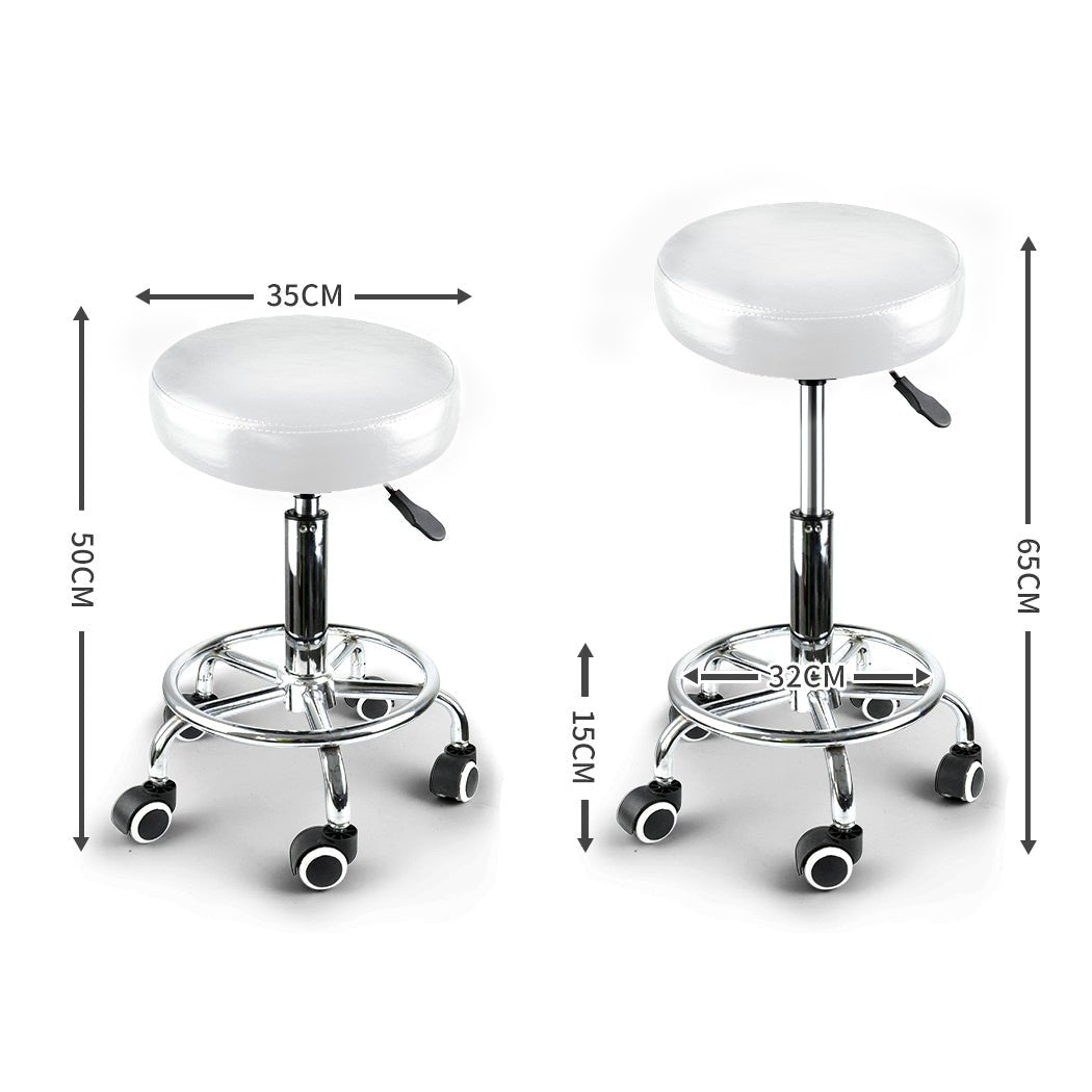 Salon Swivel Hairdressing Stool with Casters and Footrest - White - Rivercity House & Home Co. (ABN 18 642 972 209) - Affordable Modern Furniture Australia
