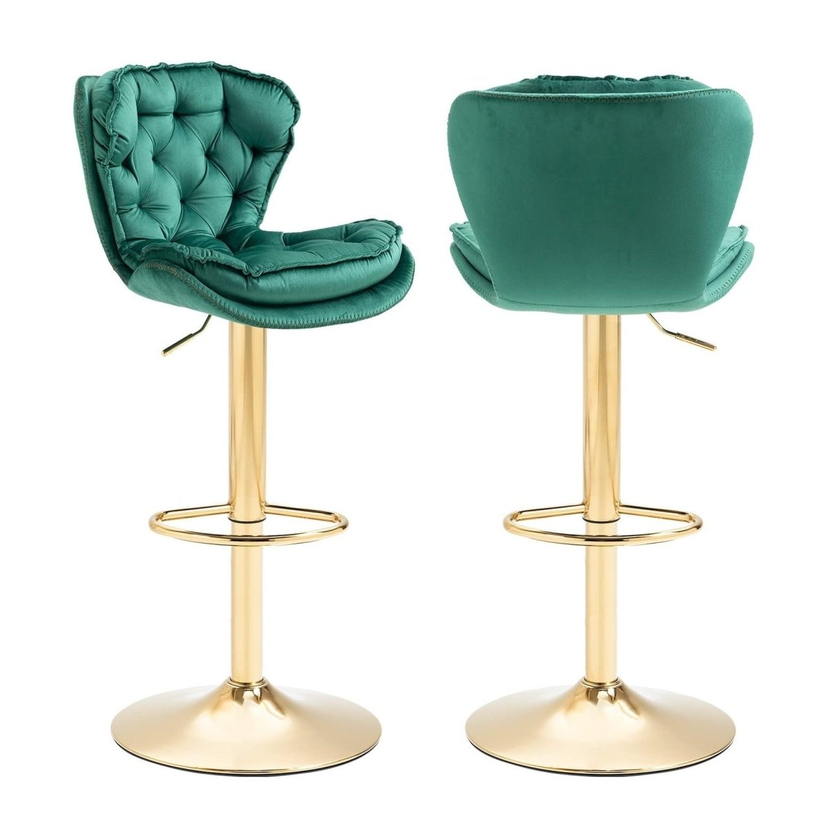 Set of 2 Adjustable Swivel Velvet Bar Stools with Back Mid Century Modern Counter Height - Emerald Green - Furniture > Bar Stools & Chairs > Table & Bar Stools - Rivercity House & Home Co. (ABN 18 642 972 209) - Affordable Modern Furniture Australia