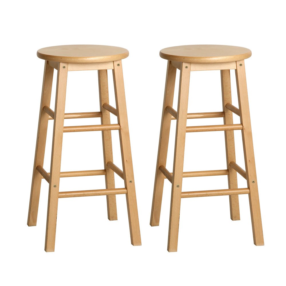 Set of 2 Beech Wood Backless Bar Stools - Natural - Rivercity House & Home Co. (ABN 18 642 972 209) - Affordable Modern Furniture Australia