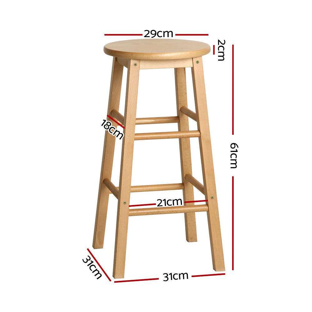 Set of 2 Beech Wood Backless Bar Stools - Natural - Rivercity House & Home Co. (ABN 18 642 972 209) - Affordable Modern Furniture Australia