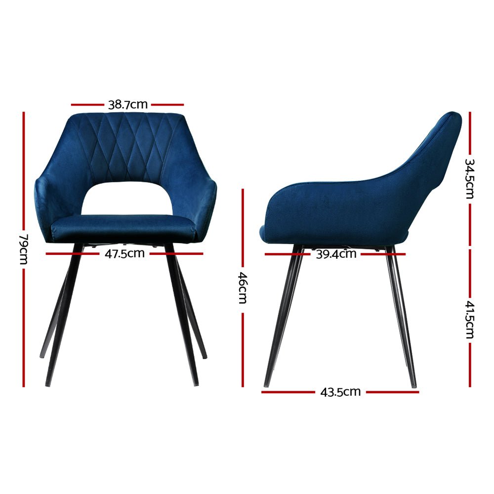 Set of 2 Caitlyn Dining Chairs - Blue - Furniture > Dining - Rivercity House & Home Co. (ABN 18 642 972 209) - Affordable Modern Furniture Australia